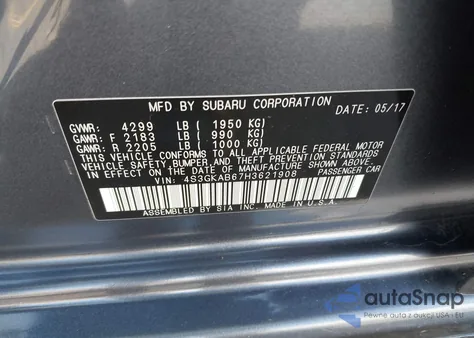 2017 Subaru Impreza Premium from USA, damaged, VIN 4S3GKAB67H3621908